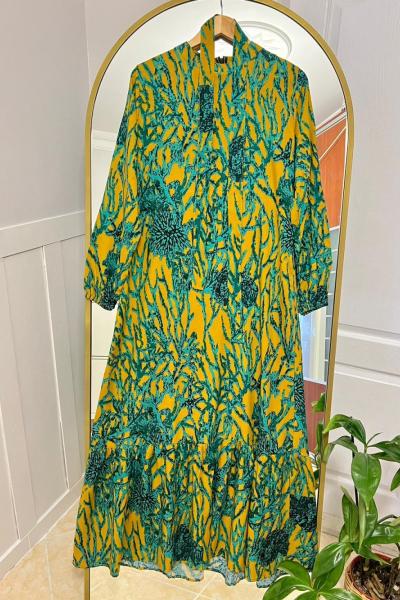 Ela elbise  Hardal Sarısı