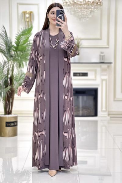 leyla elbise takım Vizon