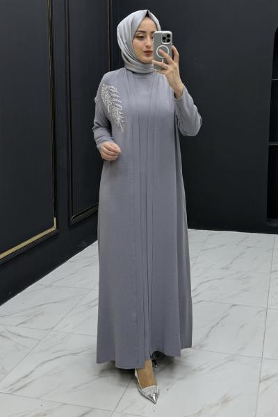 Ecrin Elbise Takım Gri