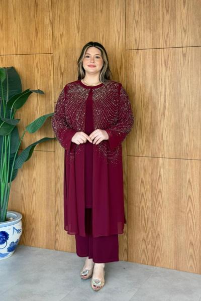 Ajda Büyük Beden Takım Bordo
