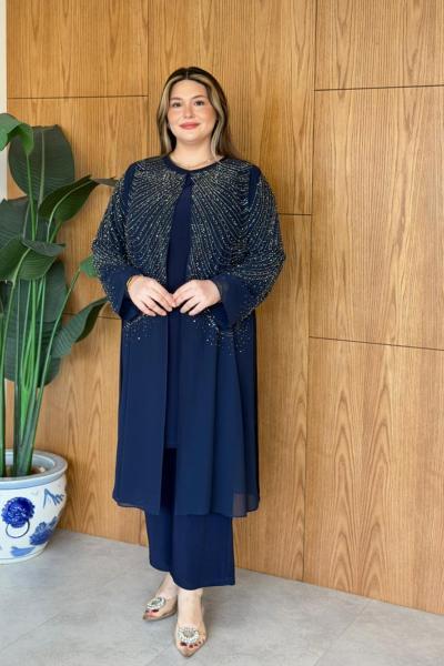 Ajda Büyük Beden Takım Lacivert