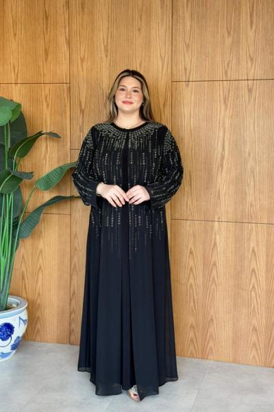 Akile Büyük Beden Elbise Siyah