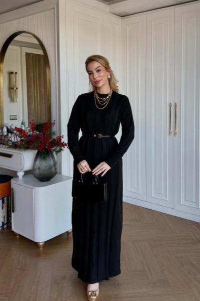 Arzu Triko Elbise  Siyah