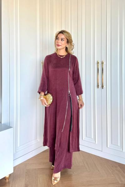 Aygün Pantolonlu Takım Bordo