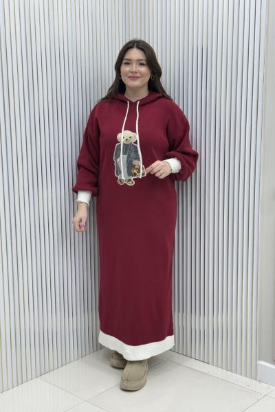Ayıcık Triko Elbise Bordo