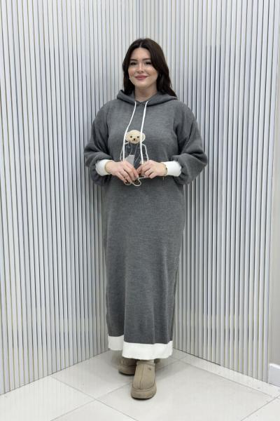 Ayıcık Triko Elbise Gri