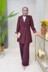 Ayşin Pantolonlu Takım Bordo