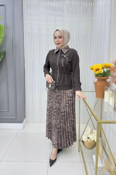 Bahar Etekli Takım Kahverengi