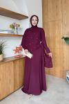Beyza Pelerinli Elbise Bordo