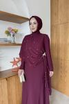 Beyza Pelerinli Elbise Bordo