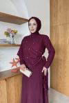 Beyza Pelerinli Elbise Bordo