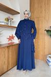 Beyza Pelerinli Elbise Lacivert