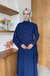 Beyza Pelerinli Elbise Lacivert