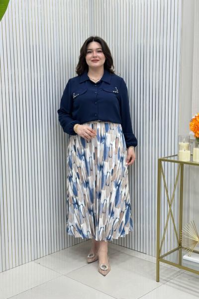 Cangül Etekli Takım Lacivert