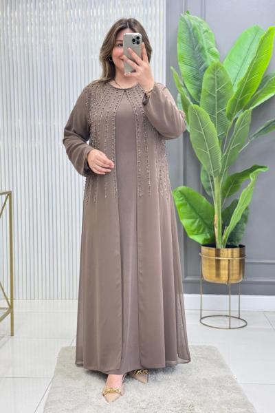 Cansel Elbise Koyu Vizon