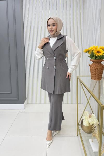 Ceylan Üçlü Takım Koyu Vizon