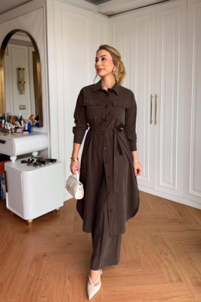 Dilay Pantolonlu Takım Acı Kahve