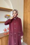 Ecrin Pantolonlu Takım Bordo