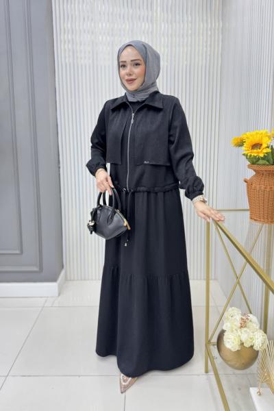 Fahriye Ceketli Elbise Siyah