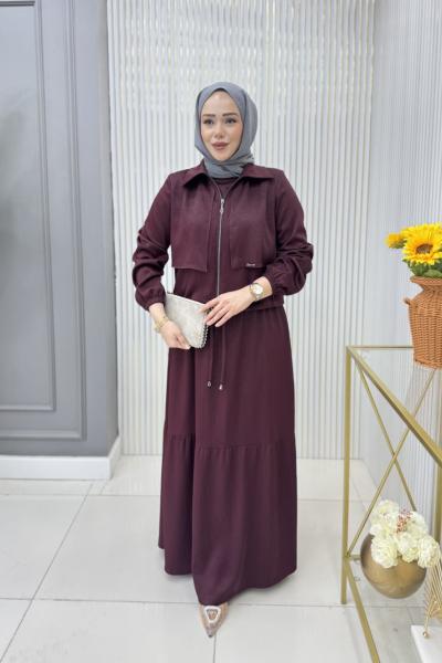 Fahriye Ceketli Elbise Bordo