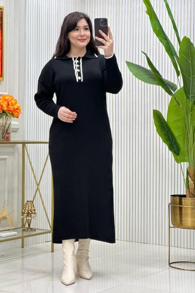 Ferah Triko Elbise Siyah