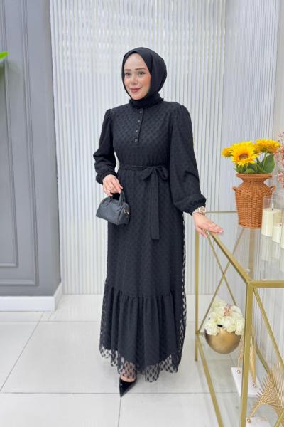 Gökçe Dantel Elbise Siyah