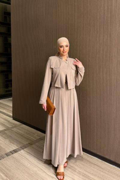 Gülsüm Elbise Vizon