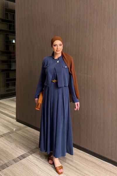 Gülsüm Elbise Lacivert