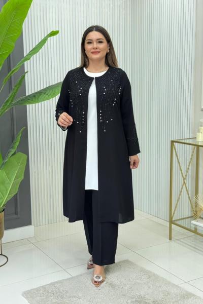 Hafsa Üçlü Takım  Siyah