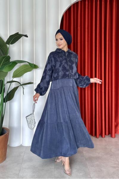 İkbal Elbise Takım Lacivert
