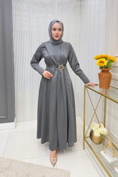 İpek Elbise  Gri