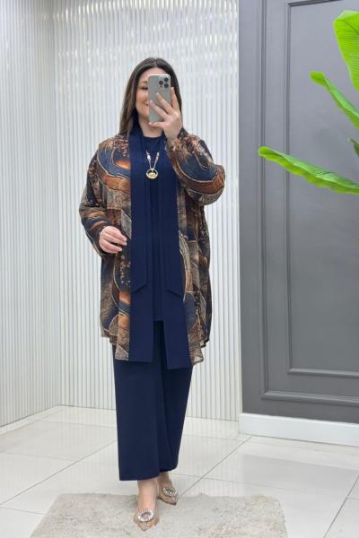 Medine 3lü Takım Lacivert