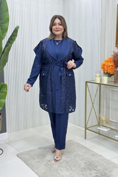 Melda Üçlü Takım İndigo