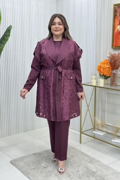 Melda Üçlü Takım Bordo