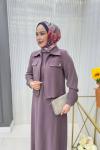 Meltem Ceketli Elbise Takım Lila