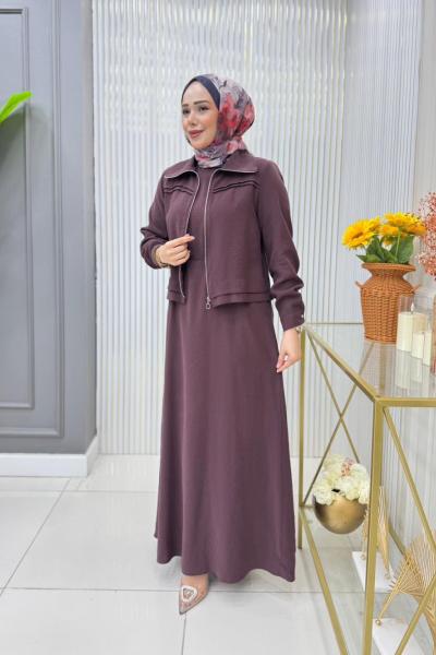 Meryem  Ceketli Elbise Takım  Mürdüm