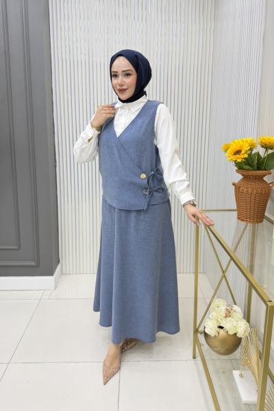 Müjde  Etekli Takım  Mavi