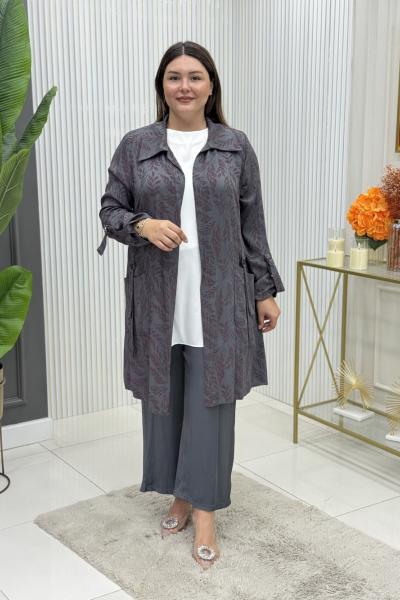 Nergis Üçlü Takım  Gri