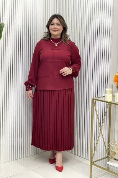 Nezaket Etekli Takım Bordo