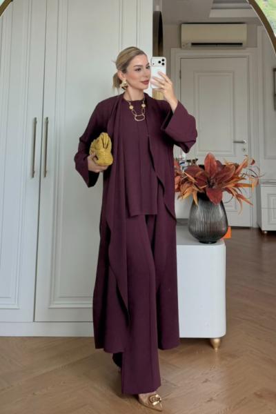 Parya Üçlü Takım Mürdüm