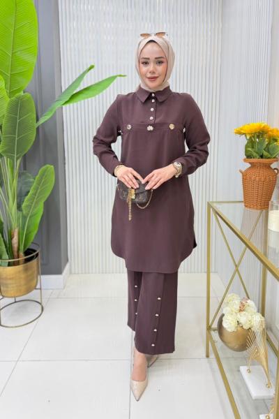 Sabrina Tunik Takım Kahverengi