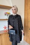 Saliha Üçlü Takım Siyah Kahverengi