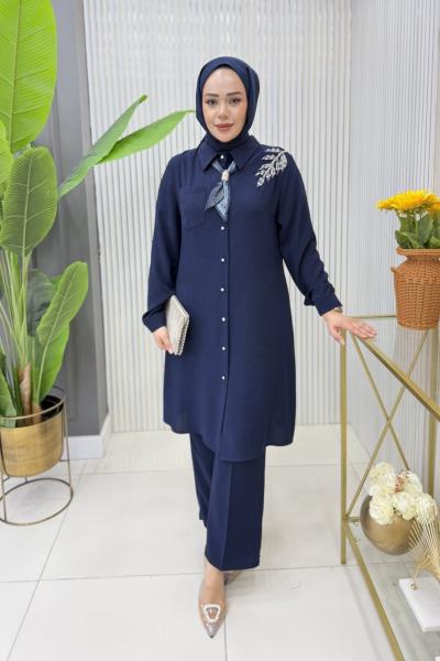 Sıdıka Tunik Takım Lacivert