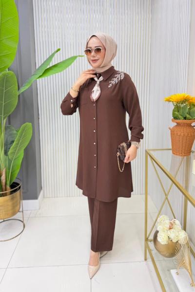 Sıdıka Tunik Takım Acı Kahve