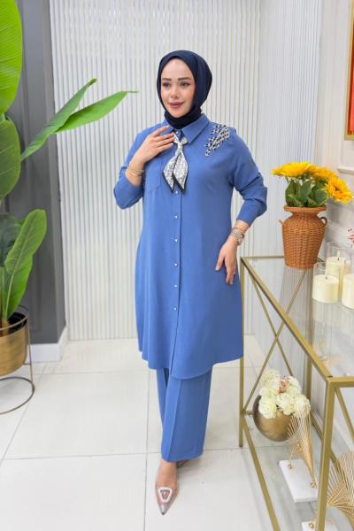Sıdıka Tunik Takım Mavi