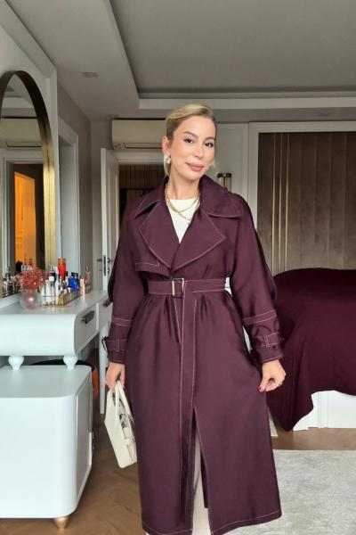 Ada Trençkot Bordo Bordo