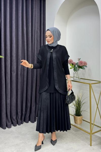 Akasya Etekli Takım Siyah Siyah