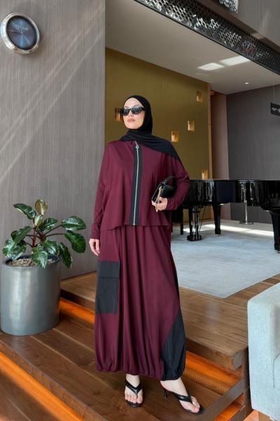 Alina Etekli Takım Bordo BORDO