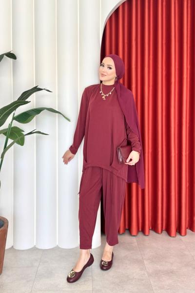 Alina Takım Bordo Bordo