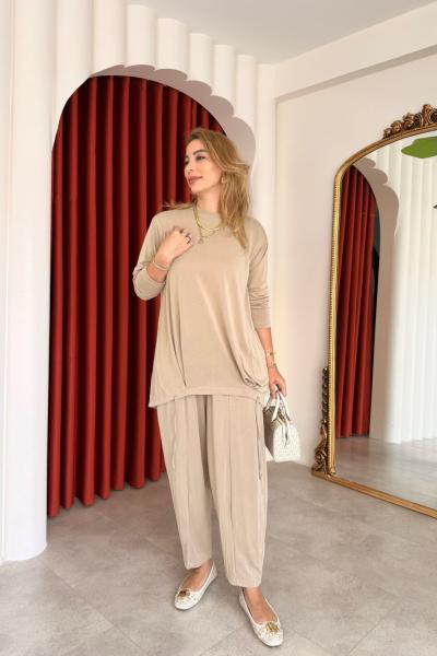 Alina Takım Bej Bej